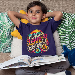 Peace Love RocknRoll Retro 70s Vintage Psychedelic T-Shirt
