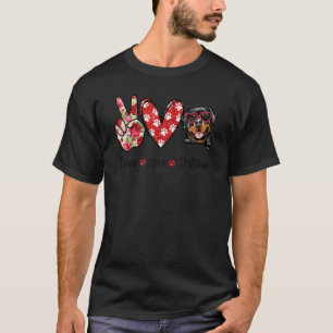 Peace Love Rottweiler Dog Mum Paw Print Dog T-Shirt