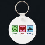 Peace Love Rowing - Cute Crew Team Key Ring<br><div class="desc">Peace Love Rowing Team. A cool rower gift for someone who rows as a sport with a sports crew.</div>
