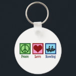 Peace Love Rowing - Cute Crew Team Key Ring<br><div class="desc">Peace Love Rowing Team. A cool rower gift for someone who rows as a sport with a sports crew.</div>