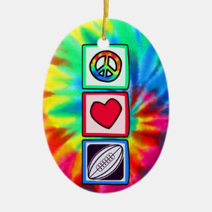 Peace, Love, Rugby Football Ceramic Tree Decoration