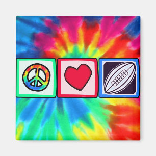 Peace, Love,  Rugby Football Magnet