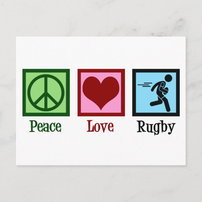 Peace Love Rugby Player Postcard (Front)