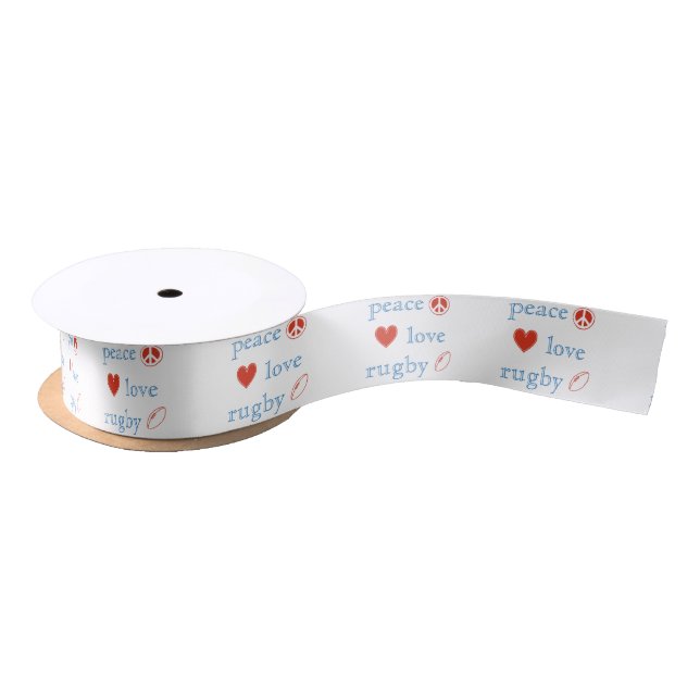 Peace Love Rugby Satin Ribbon (Spool)