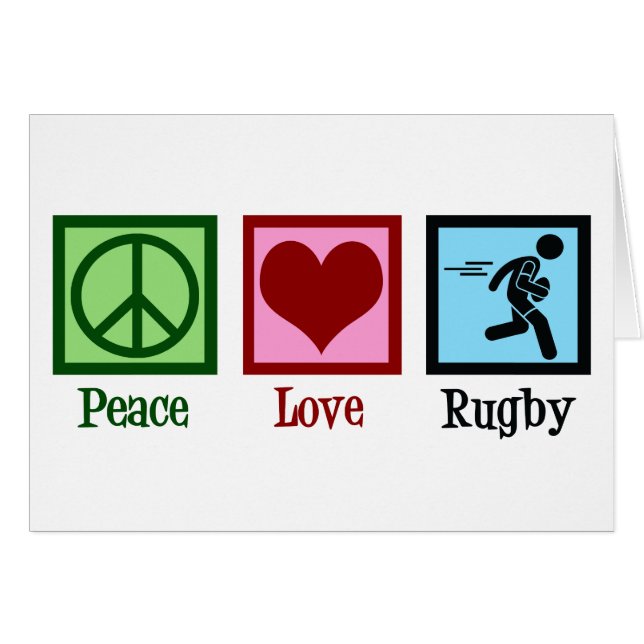 Peace Love Rugby Team Holiday Card (Front Horizontal)
