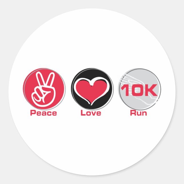 Peace Love Run 10K Classic Round Sticker (Front)