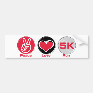 Peace Love Run 5K Bumper Sticker