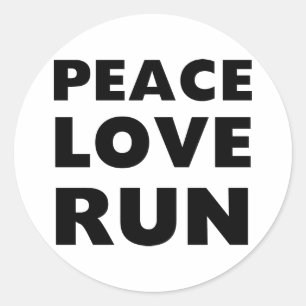 Peace Love Run Classic Round Sticker