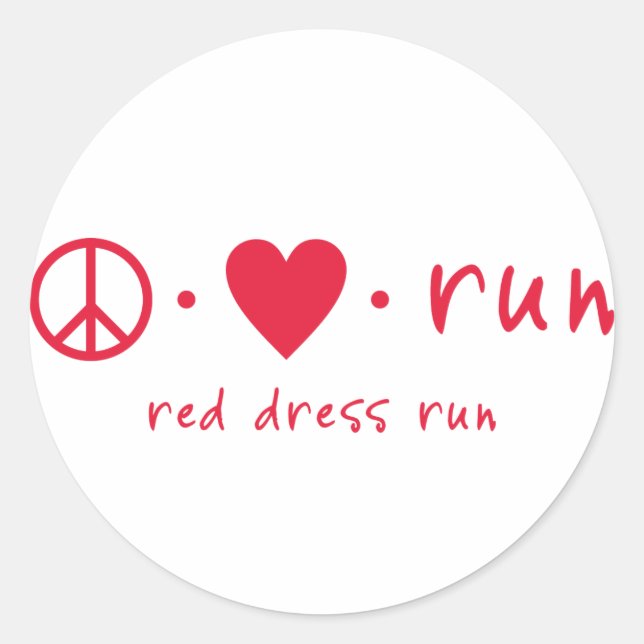 Peace Love Run Classic Round Sticker (Front)