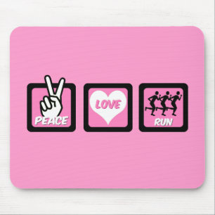 Peace love run mouse pad