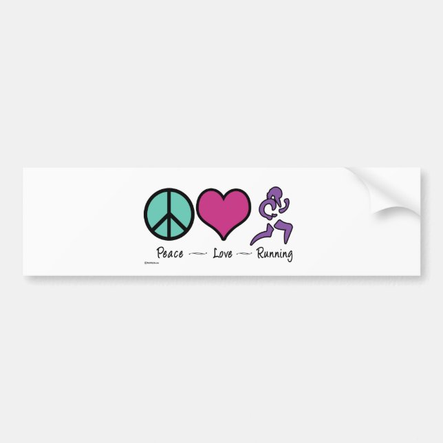Peace Love Running Bumper Sticker (Front)