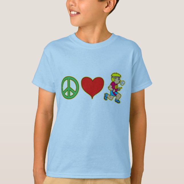 Peace Love Running Cute Runners Products T-Shirt (Front)