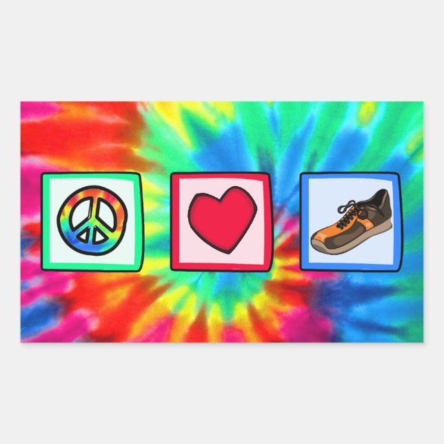 Peace, Love, Running Rectangular Sticker (Front)