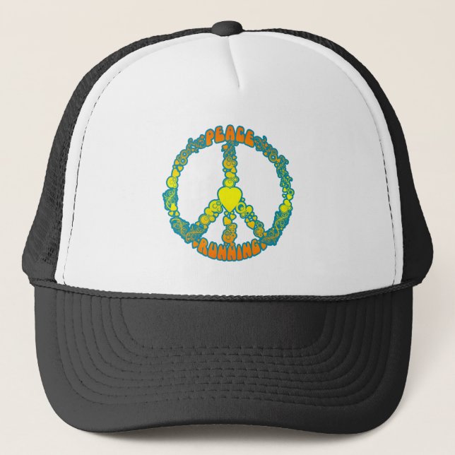 Peace Love Running Trucker Hat (Front)