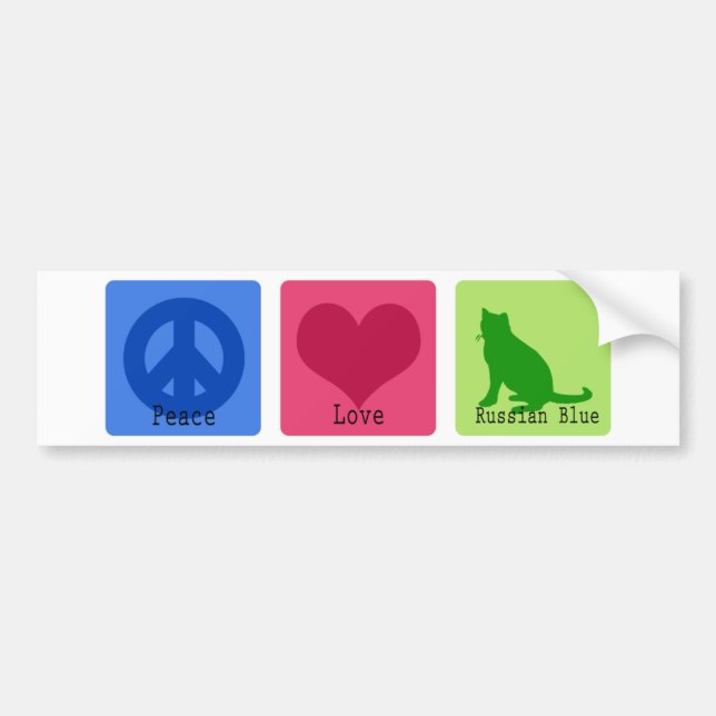 Peace Love Russian Blue Bumper Sticker (Front)