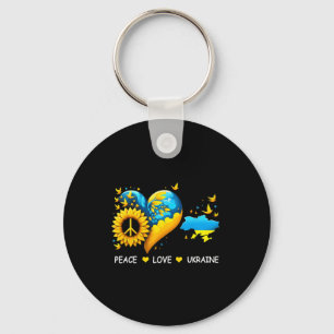 Peace Love S Ukraine Peace Sign Sunflower Flag Ukr Key Ring