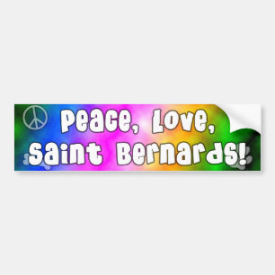 Peace Love Saint Bernards Bumper Sticker