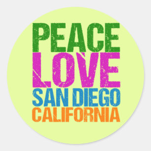 Peace Love San Diego California Classic Round Sticker