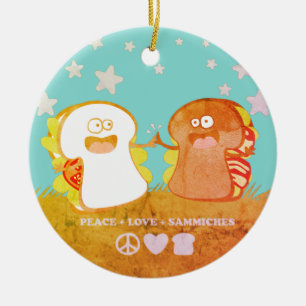 peace love sandwich funny food Christmas ornament