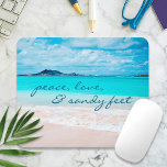 Peace Love Sandy Feet, Hawaii Tropical Beach Photo Mouse Pad<br><div class="desc">“Peace, love & sandy feet.” Remind yourself of the fresh salt smell of the ocean air whenever you use this stunning vibrantly-coloured photography mousepad. Exhale and explore the solitude of an empty Hawaiian beach. Makes a great gift for someone special! You can easily personalise this mousepad. Please message me with...</div>