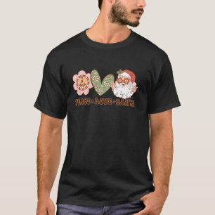 Peace Love Santa Hippie Peace Retro Groovy Christm T-Shirt