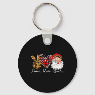 Peace Love Santa Leopard Buffalo Christmas 2021 Key Ring