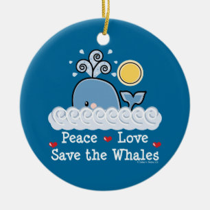 Peace Love Save The Whales Ornament