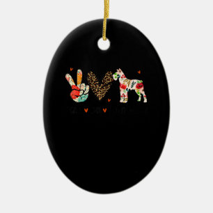 Peace Love Schnauzer Funny Gift Dog Lover Ceramic Ornament