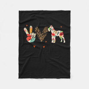 Peace Love Schnauzer Funny Gift Dog Lover Fleece Blanket