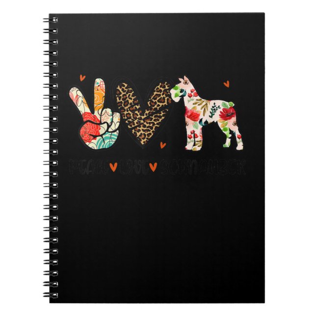 Peace Love Schnauzer Funny Gift Dog Lover Notebook (Front)