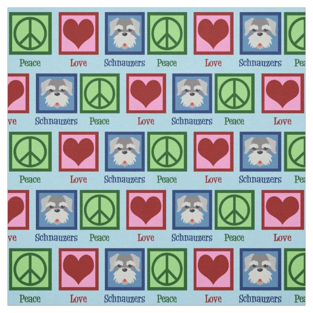 Peace Love Schnauzers Fabric (Swatch)