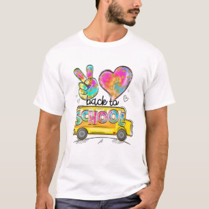 Peace Love School Bus Driver Cute Back To School T T-Shirt