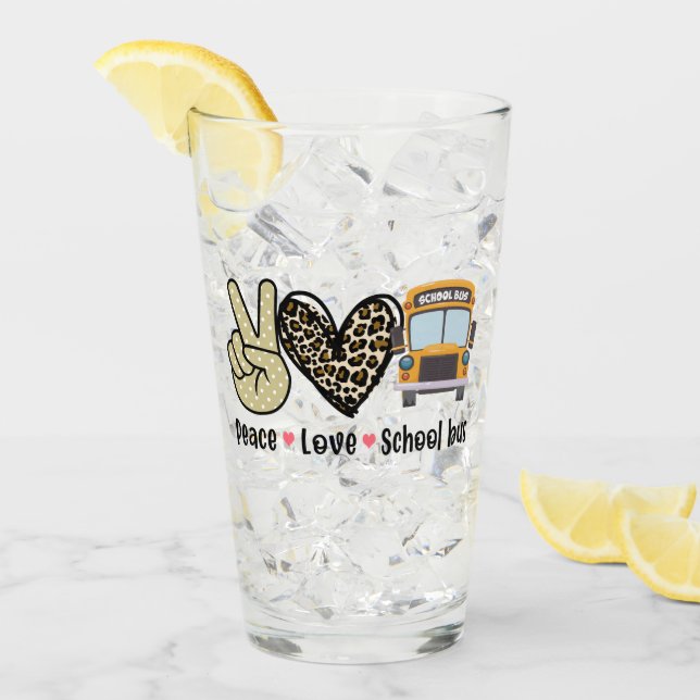 Peace, Love, School Bus Glass (Front Ice)