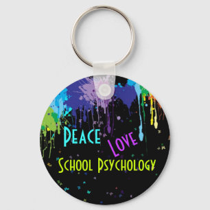 Peace, Love, School Psychology Key Chain
