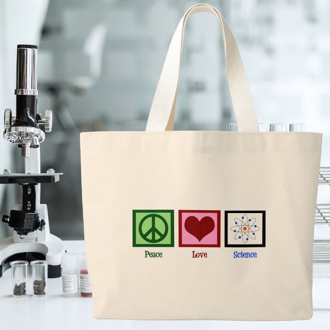 Peace Love Science Large Tote Bag (Creator Uploaded)