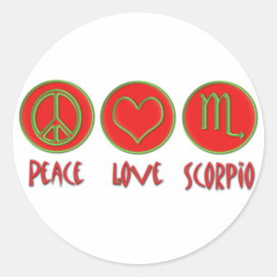 Peace Love Scorpio Classic Round Sticker