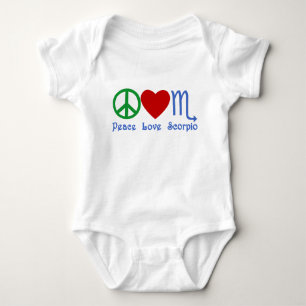 Peace Love Scorpio Zodiac Design Baby Bodysuit