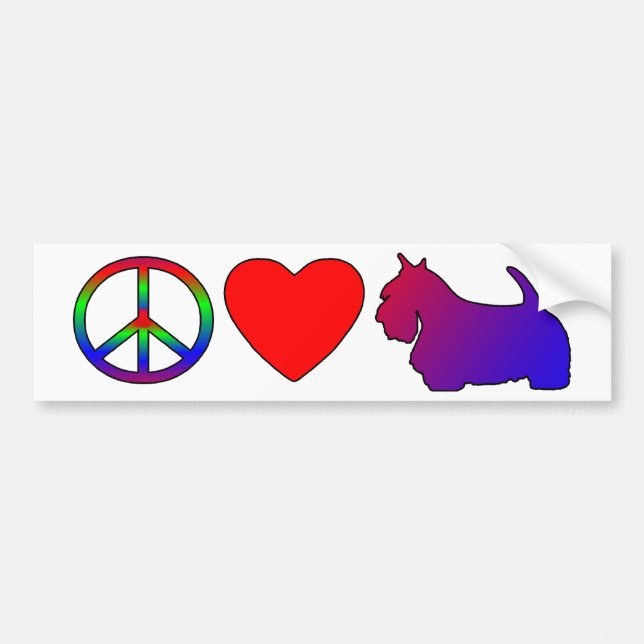 Peace Love Scotties Bumper Sticker (Front)