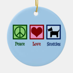 Peace Love Scottish Terrier Ceramic Tree Decoration