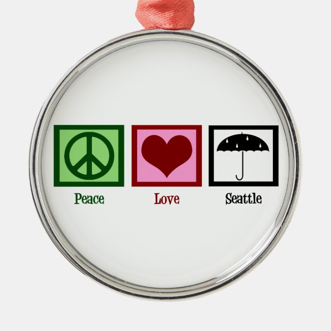Peace Love Seattle Metal Tree Decoration (Front)
