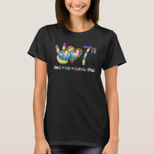 Peace Love Seventh 7th Grade Back To School Tie Dy T-Shirt