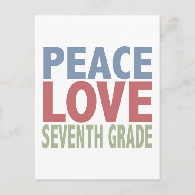 Peace Love Seventh Grade Postcard (Front)