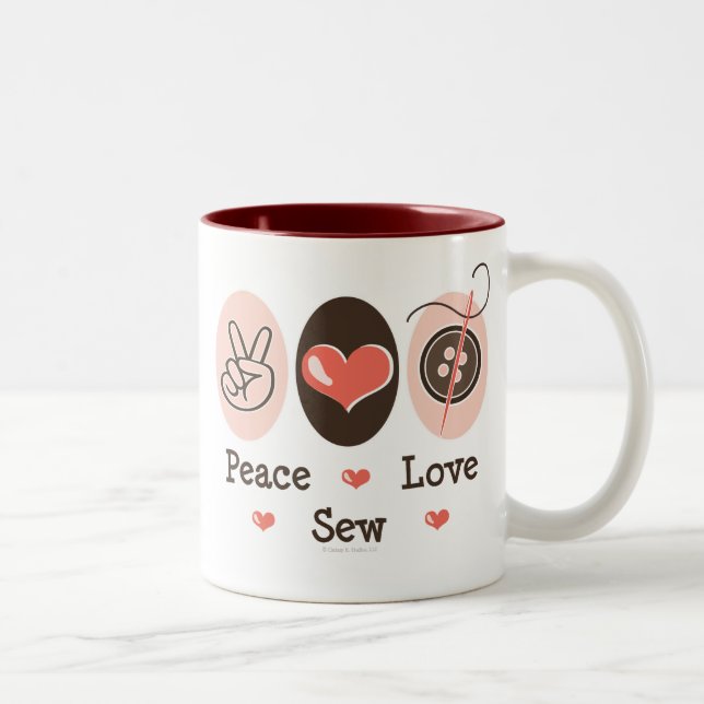 Peace Love Sew Sewing Mug (Right)