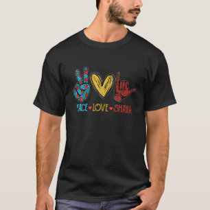 Peace Love Shaka Aloha Hawaiian Surfing Surfboard T-Shirt