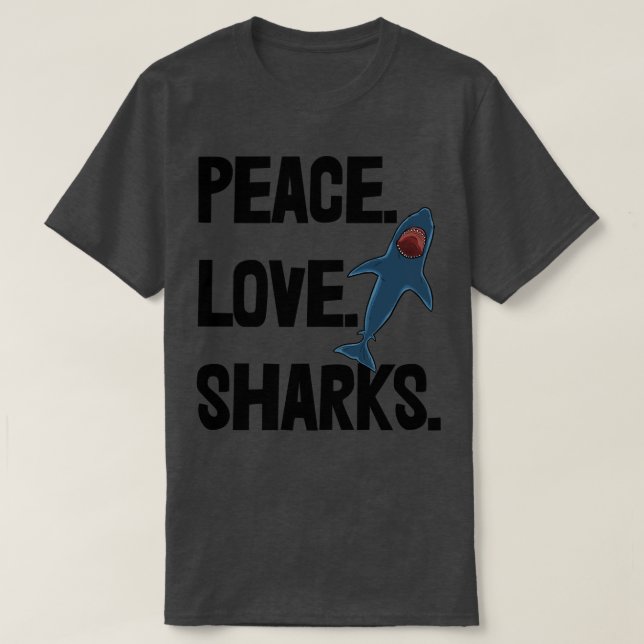 Peace Love Shark Tee s Funny Sea Animal Tee Women  (Design Front)