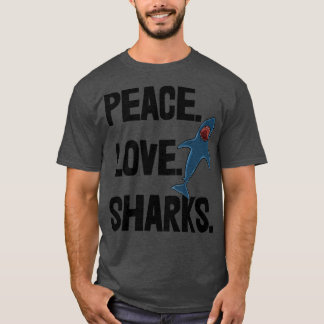 Peace Love Shark Tee s Funny Sea Animal Tee Women 
