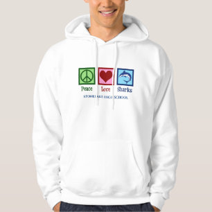 Peace Love Sharks Cute Custom High School Mascot Hoodie