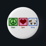 Peace Love Sheep 6 Cm Round Badge<br><div class="desc">A pretty sheep design for a farm girl. A peace sign,  heart,  and a cute baby sheep. Baa!</div>
