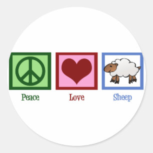 Peace Love Sheep Classic Round Sticker