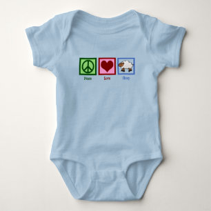 Peace Love Sheep Cute Farm Animal Baby Bodysuit